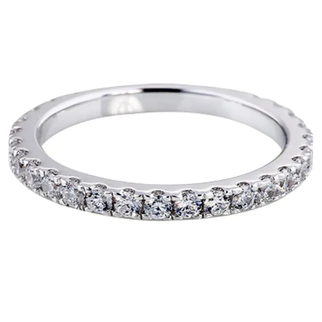 Simple Eternity Band ring 925 Sterling silver AAAAA Zircon cz Wedding Band Rings for women Bridal Statement Party Jewelry