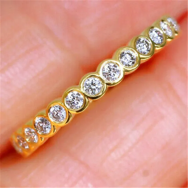 Simple Eternity Band ring 925 Sterling silver AAAAA Zircon cz Wedding Band Rings for women Bridal Statement Party Jewelry