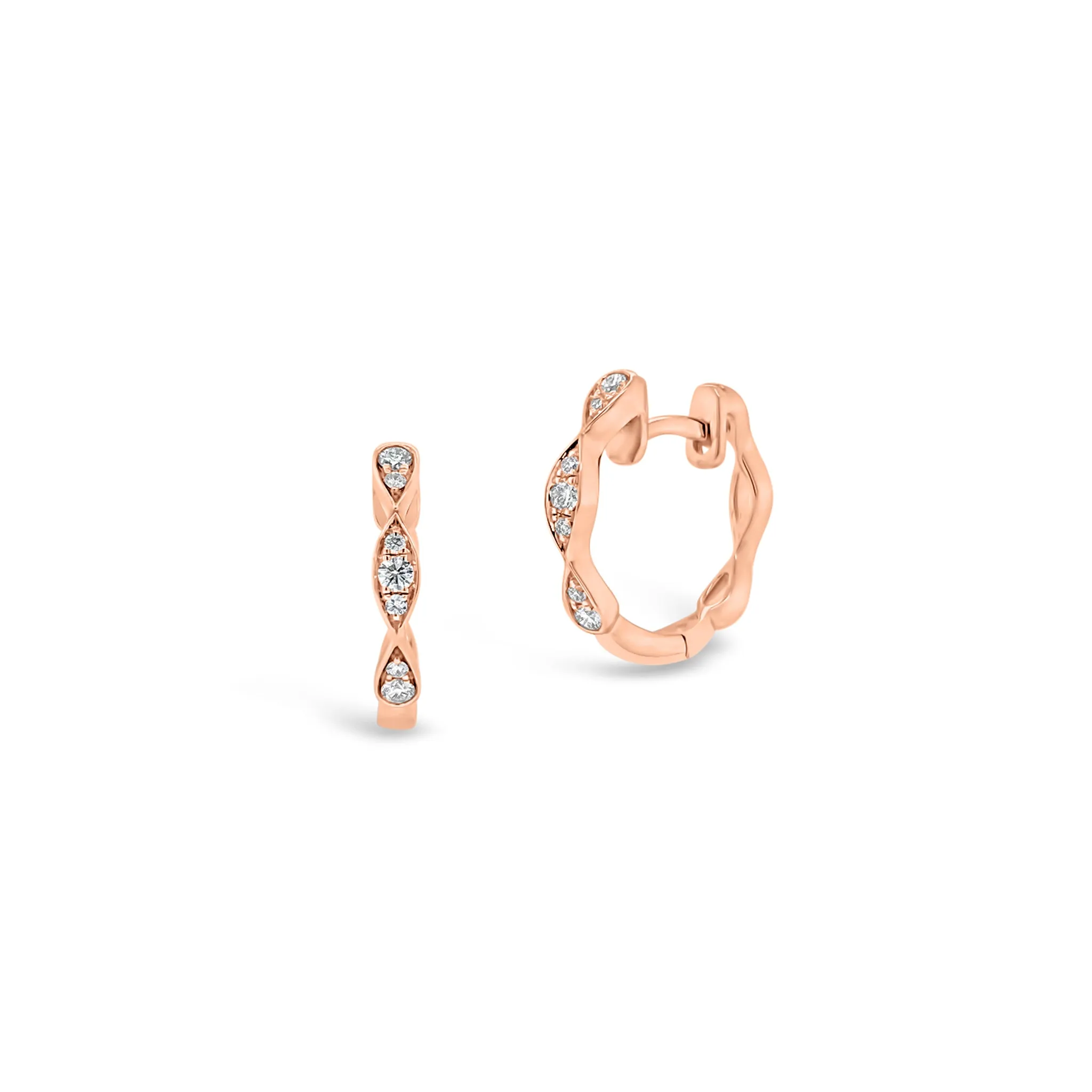 Small Diamond Wavy Huggie Earrings