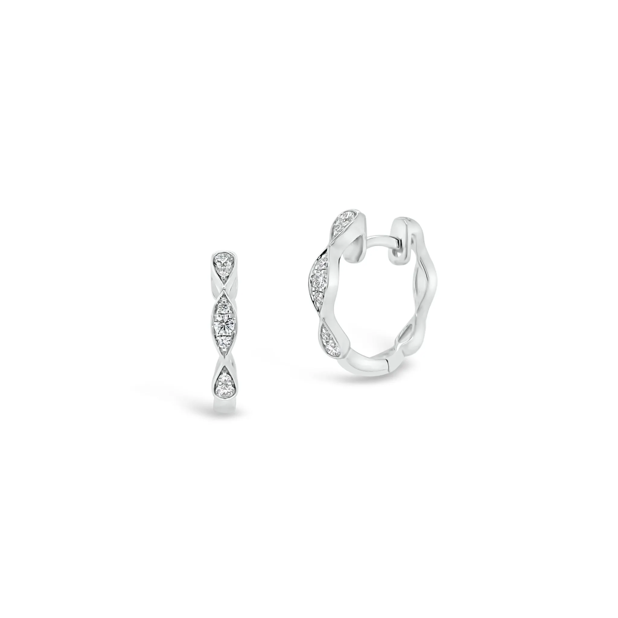 Small Diamond Wavy Huggie Earrings