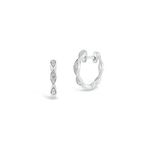 Small Diamond Wavy Huggie Earrings
