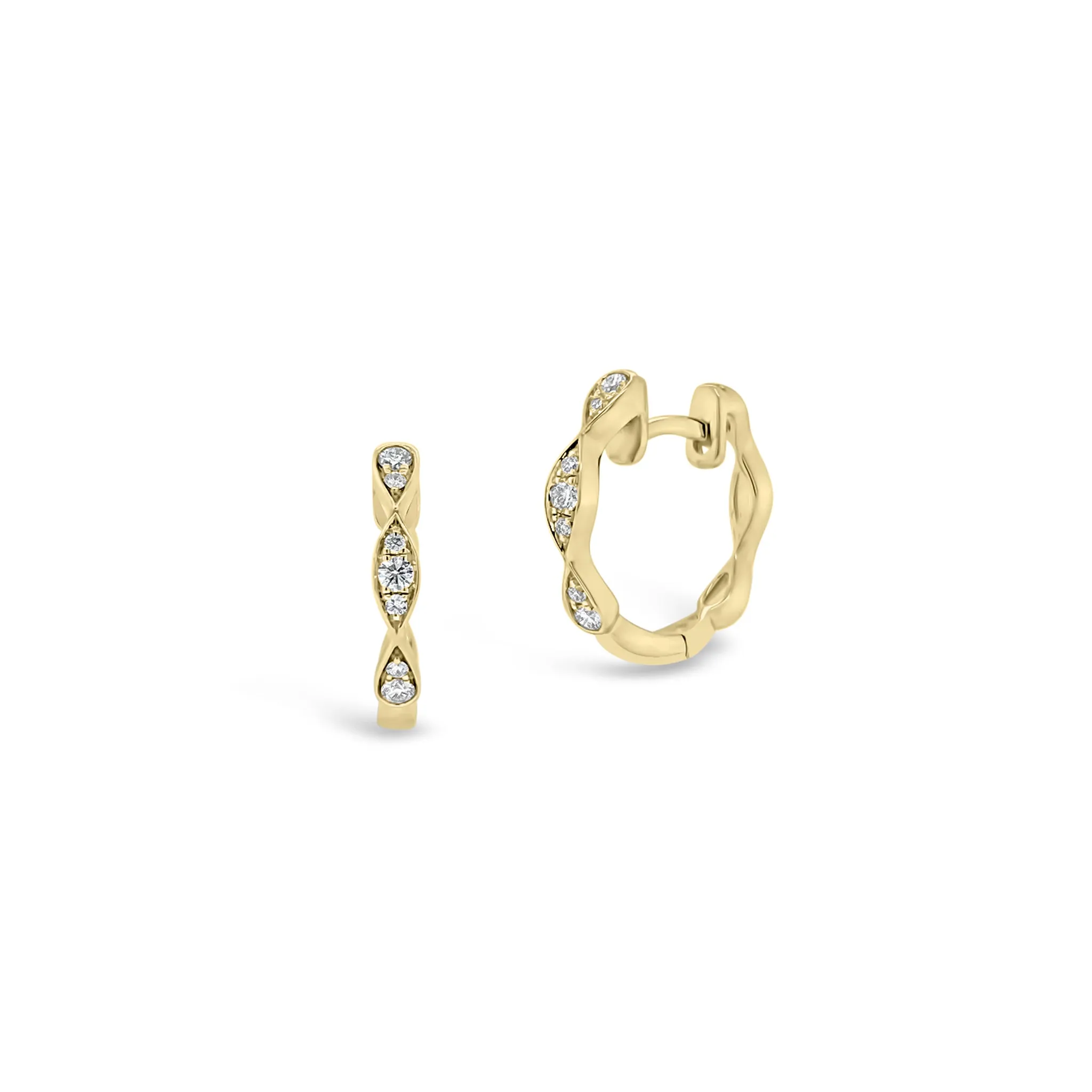 Small Diamond Wavy Huggie Earrings