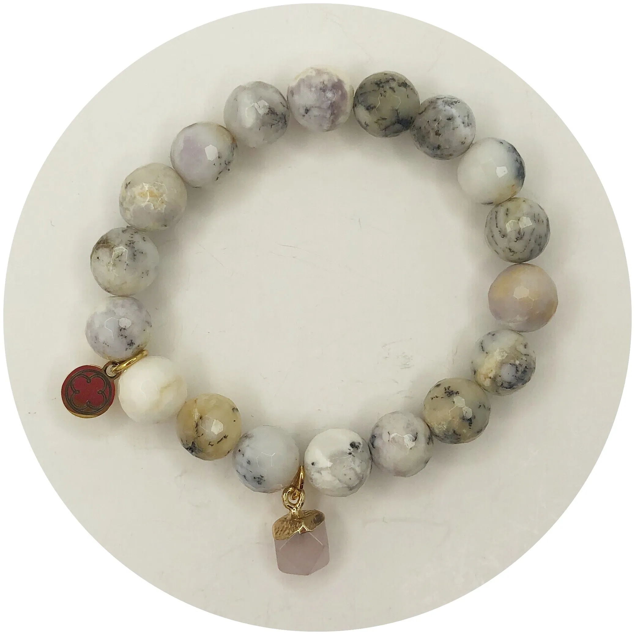 Soft Spotted Ivory Jasper with Rose Quartz Pendant