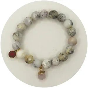 Soft Spotted Ivory Jasper with Rose Quartz Pendant