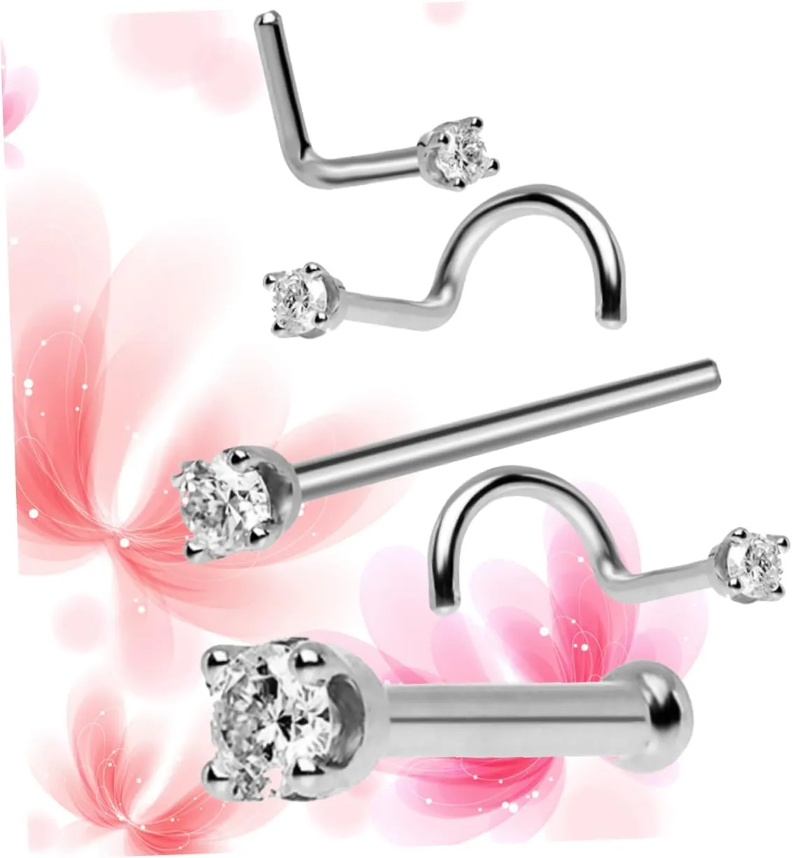 SOIMISS 5pcs Golden Piercing Nose Studs Nose Rings Nose Jewelry Accessories Zircon Piercing Rings