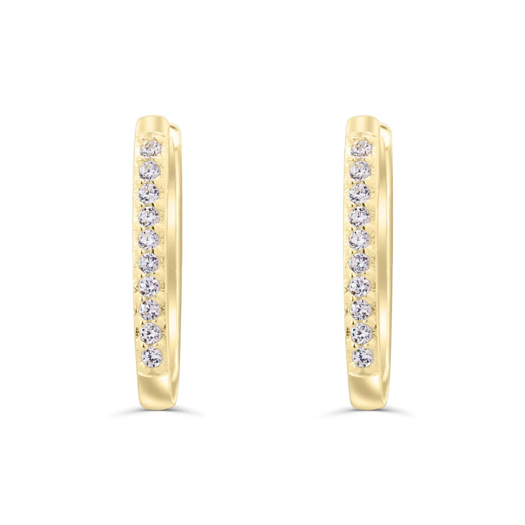 Solid Gold Pave CZ Oval Hoops