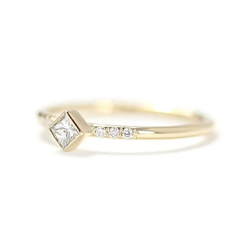 Sparkling Minimalist Art Deco Modern Engagement Ring