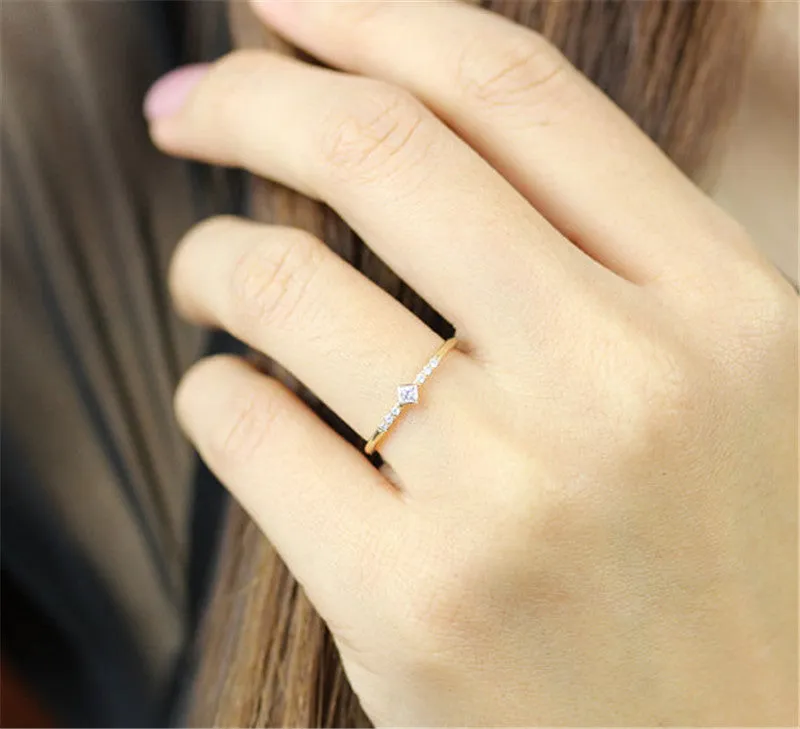 Sparkling Minimalist Art Deco Modern Engagement Ring