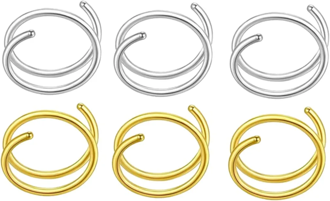 Spiral Nose Ring Hoops Women's Nose Jewelry Stainless Steel Nose Rings Gold Clip on Fashi