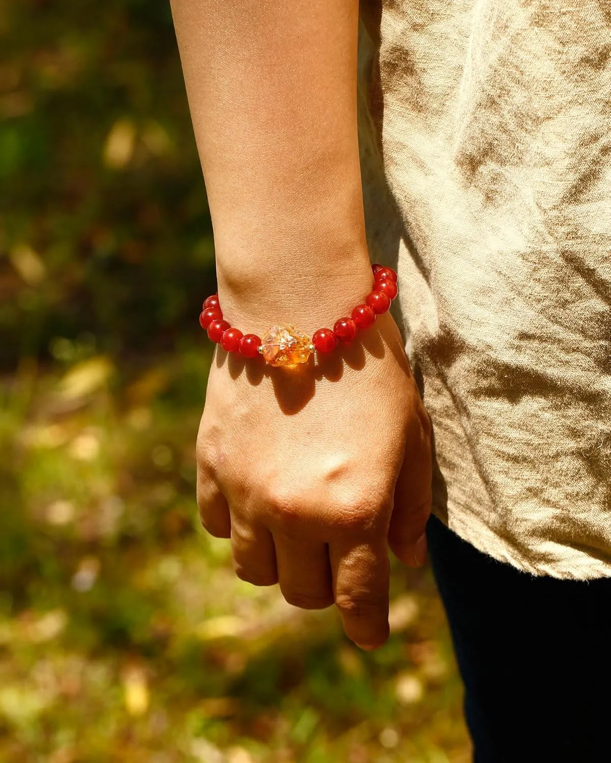 Spiritual Gemstones and Crystals Beaded Bracelets Protection Raw Citrine Bracelets for Women and Men Wealth Good Luck Jewelry Unisex