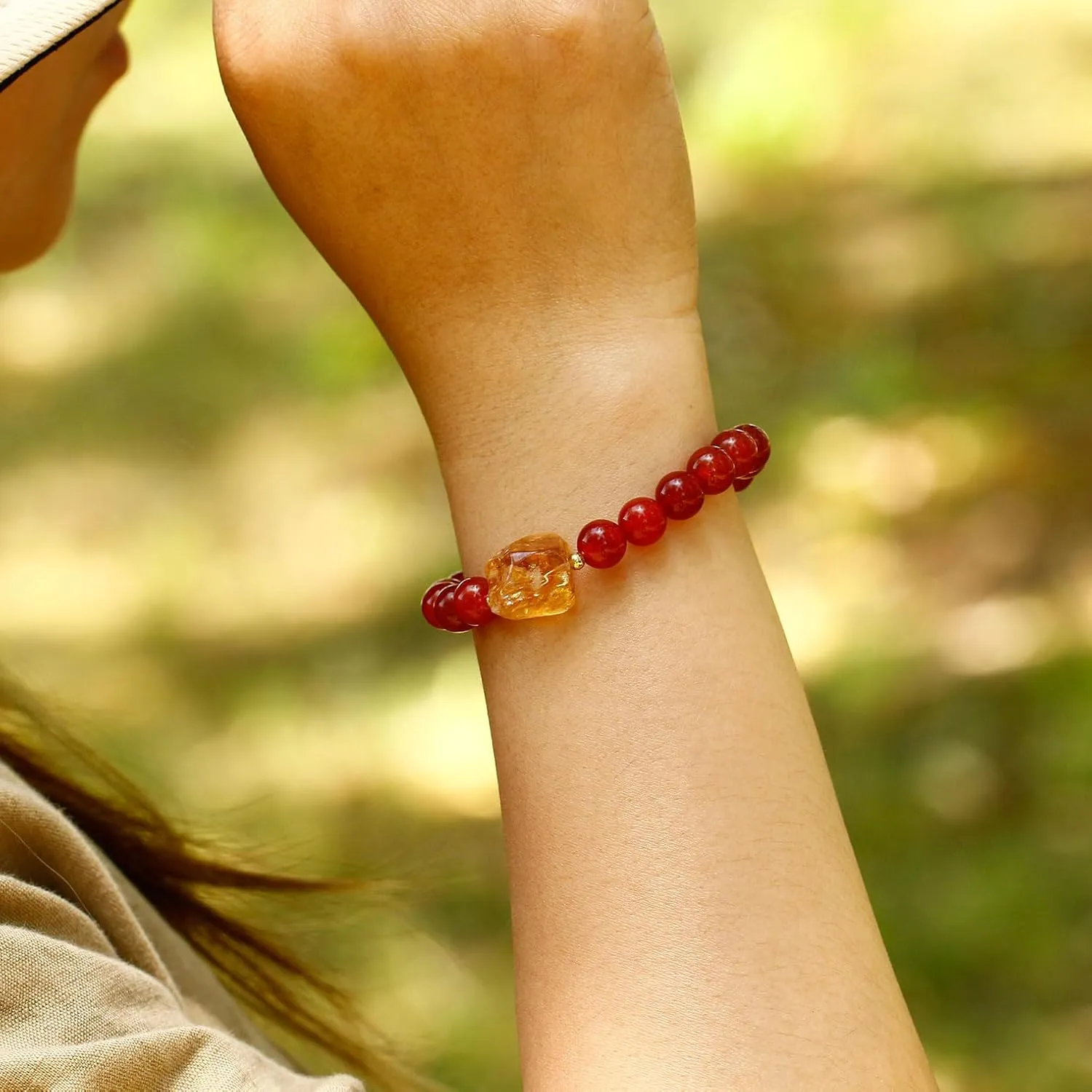 Spiritual Gemstones and Crystals Beaded Bracelets Protection Raw Citrine Bracelets for Women and Men Wealth Good Luck Jewelry Unisex