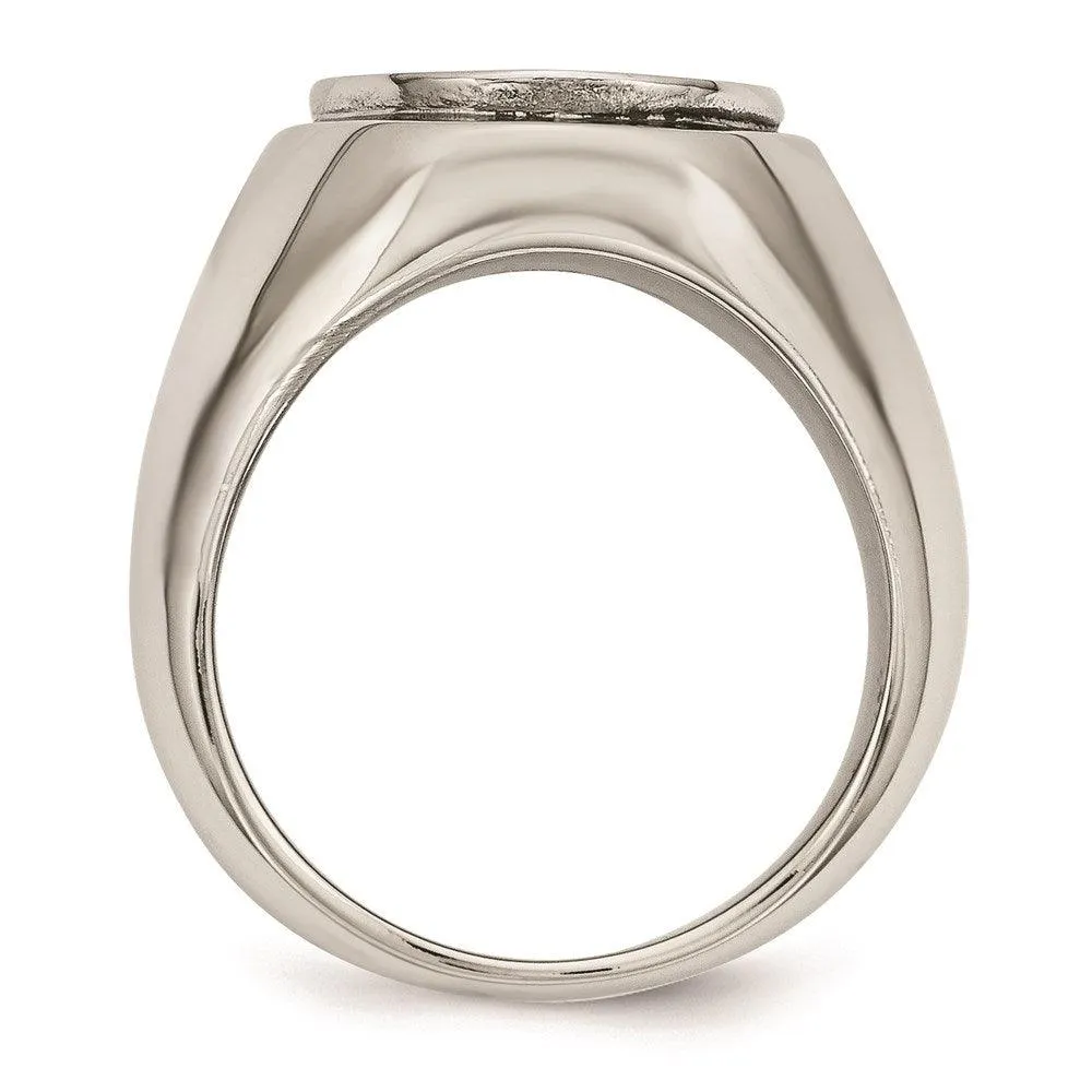 Stainless Steel Enameled Cross Polished Ring