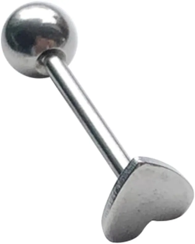 Stainless Steel Heart Design Tongue Rings Body Piercing Jewelry for Men Women Unique Tongue Studs Daily Accessory to Showcase Personal Style