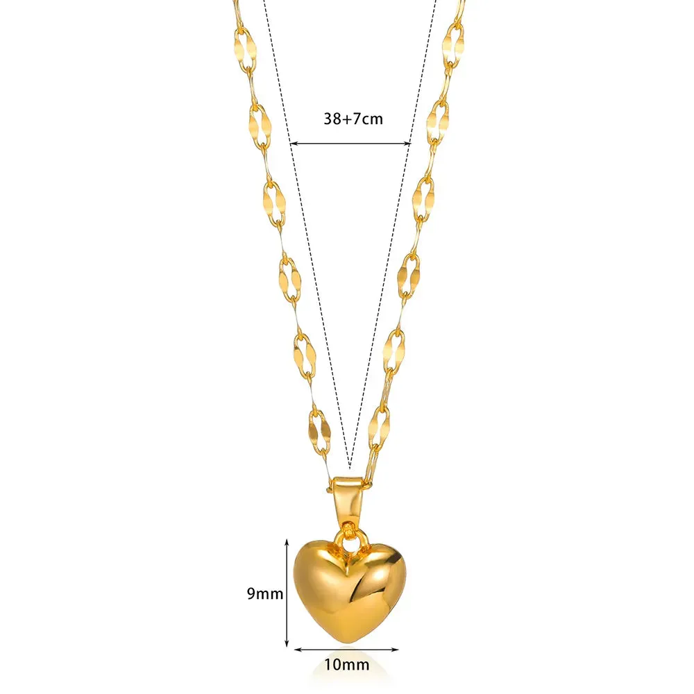 Stainless Steel Love Heart Necklace For Women 2023 New Trendy Lip Chain Simple Pendant Necklace Jewelry free shipping