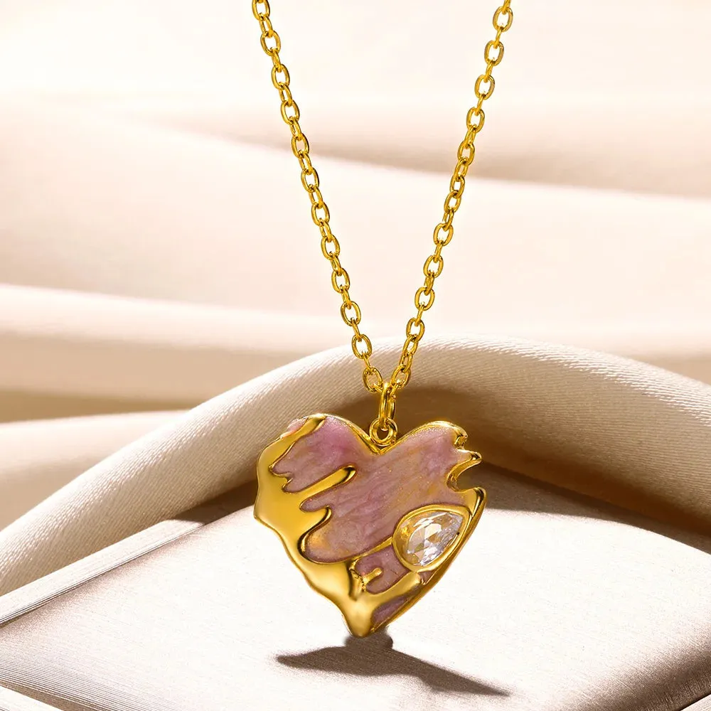 Stainless Steel Love Heart Necklace For Women 2023 New Trendy Lip Chain Simple Pendant Necklace Jewelry free shipping