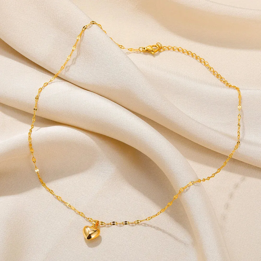 Stainless Steel Love Heart Necklace For Women 2023 New Trendy Lip Chain Simple Pendant Necklace Jewelry free shipping