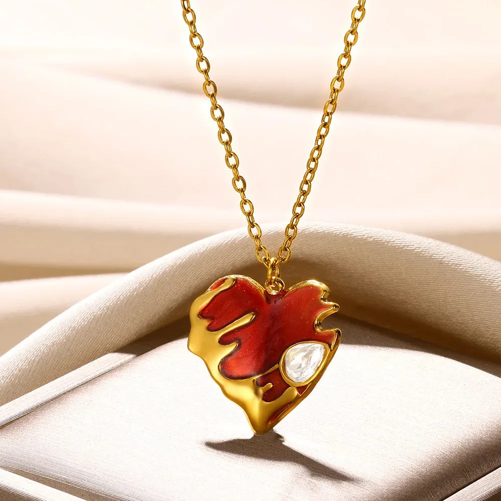 Stainless Steel Love Heart Necklace For Women 2023 New Trendy Lip Chain Simple Pendant Necklace Jewelry free shipping