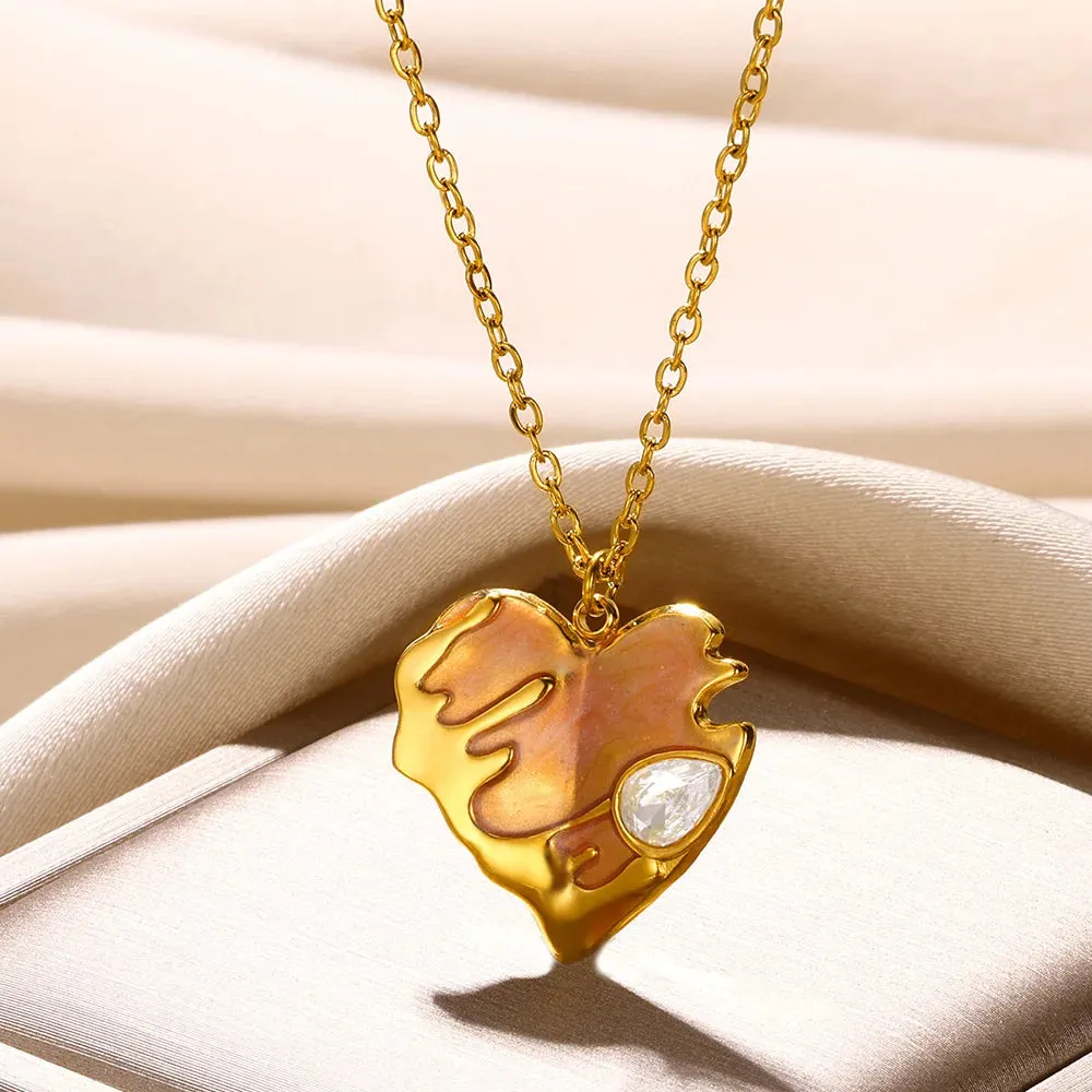 Stainless Steel Love Heart Necklace For Women 2023 New Trendy Lip Chain Simple Pendant Necklace Jewelry free shipping