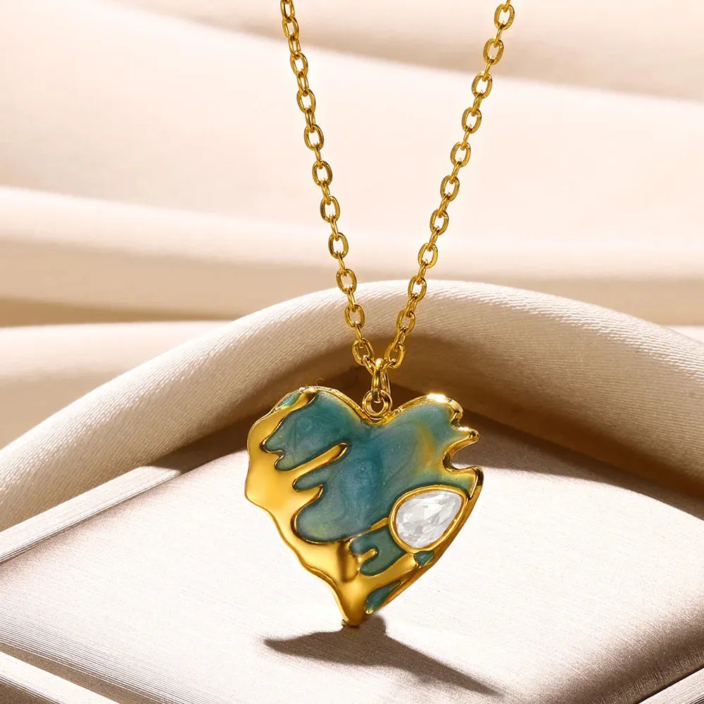 Stainless Steel Love Heart Necklace For Women 2023 New Trendy Lip Chain Simple Pendant Necklace Jewelry free shipping