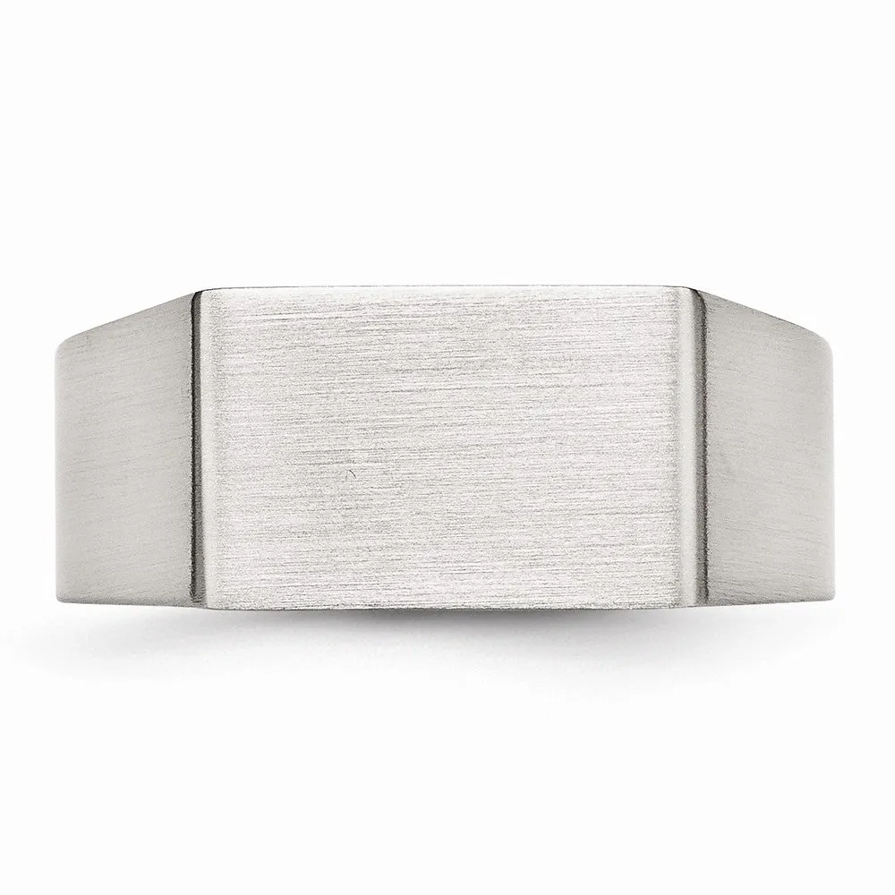Stainless Steel Polished and Brushed Signet Ring