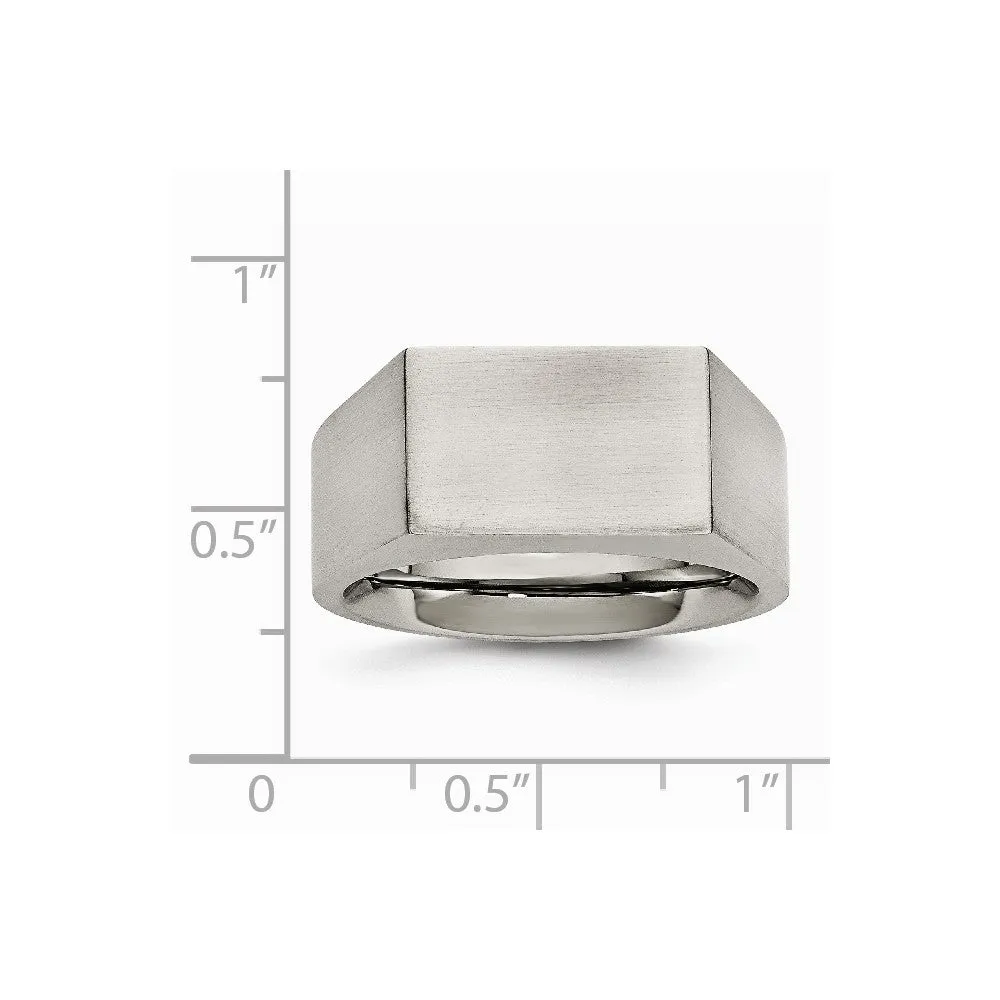Stainless Steel Polished and Brushed Signet Ring