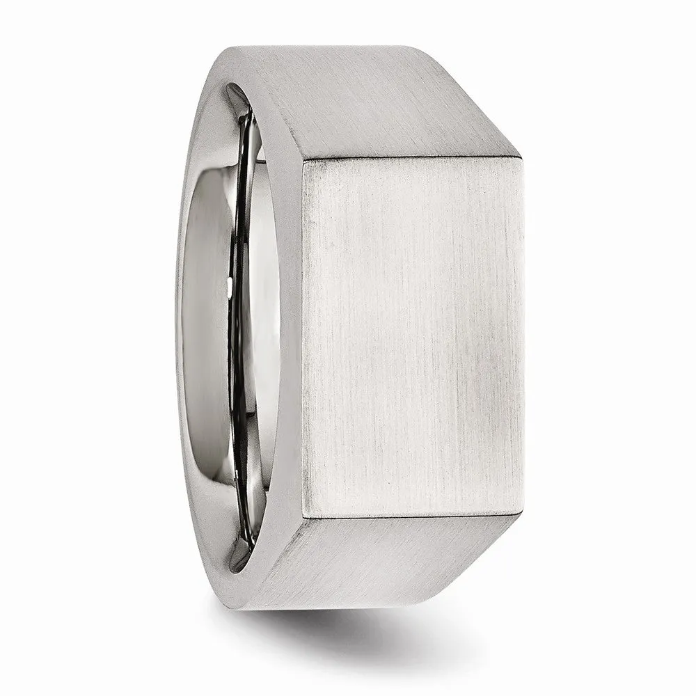 Stainless Steel Polished and Brushed Signet Ring