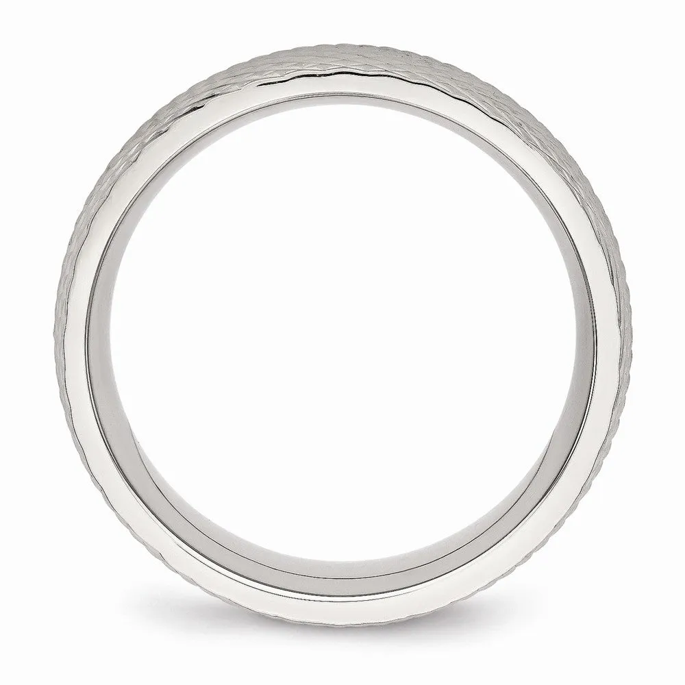 Stainless Steel Polished Textured Ring