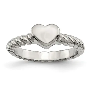 Stainless Steel Polished Twisted Heart Ring