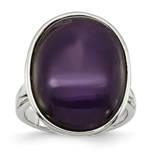 Stainless Steel Synthetic Amethyst Ring