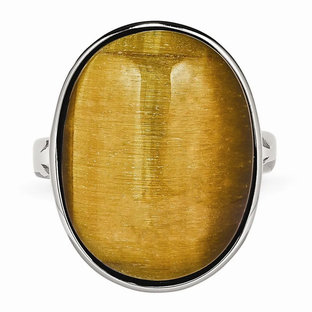 Stainless Steel Tiger's Eye Ring