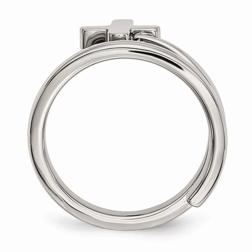 Stainless Steel Twisted Cross Polished Ring