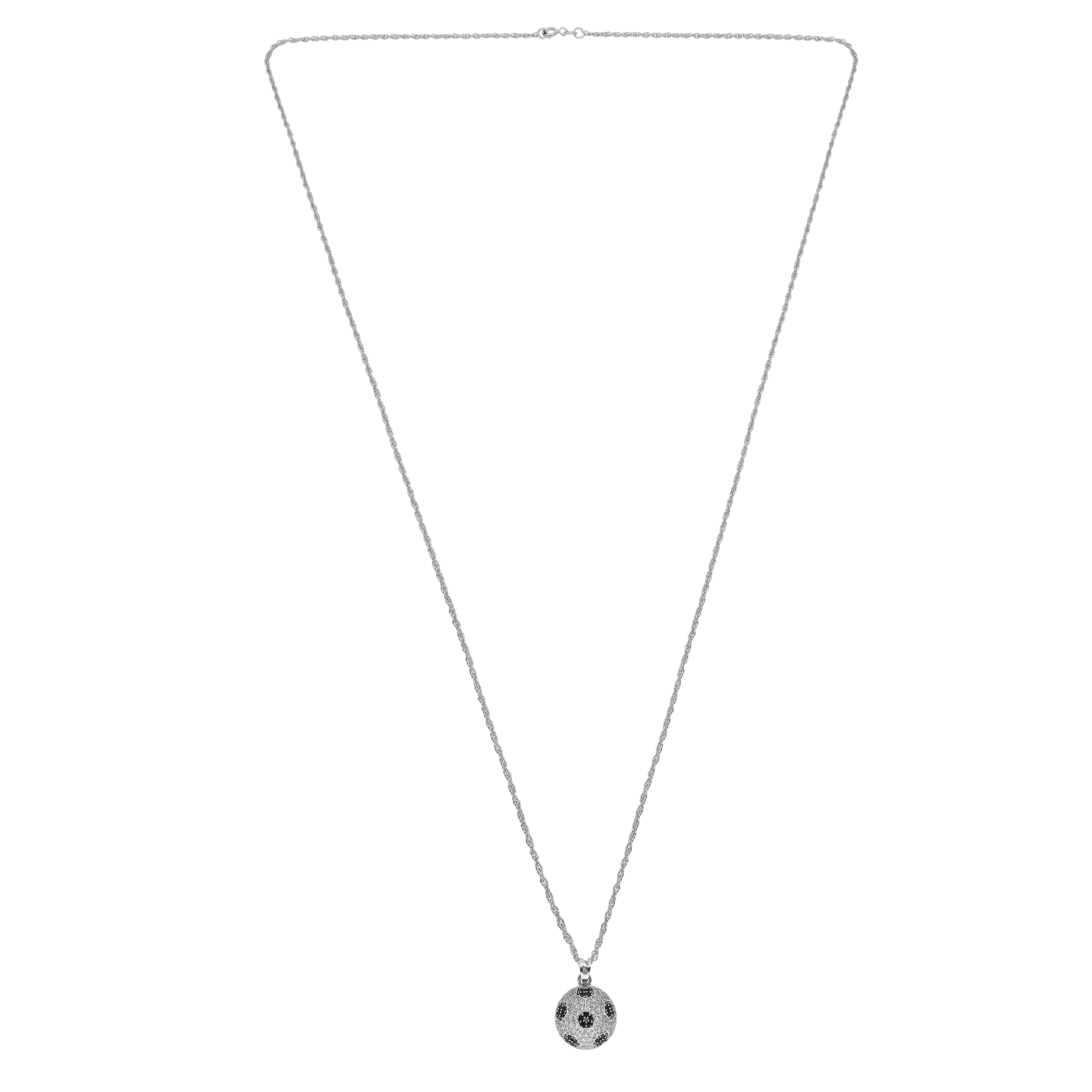 Sterling Silver Football Pendant Necklace – Sporty Elegance for Game Lovers | SKU : 0003566619, 0021341779