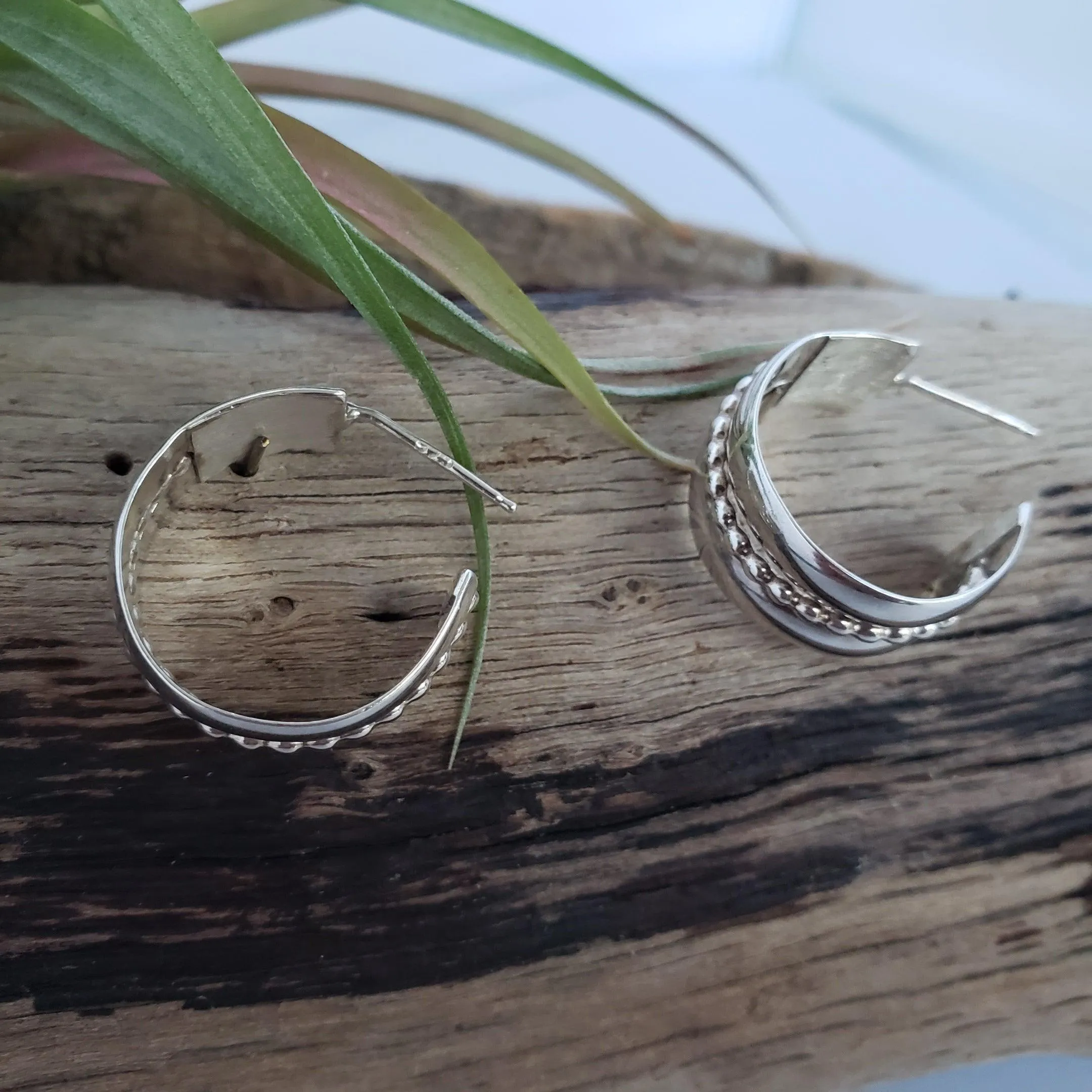 Sterling silver wide hoops