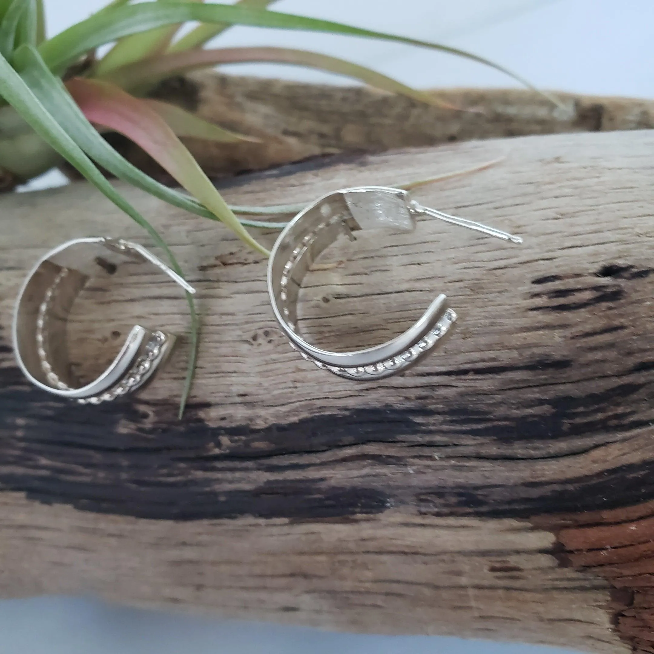 Sterling silver wide hoops