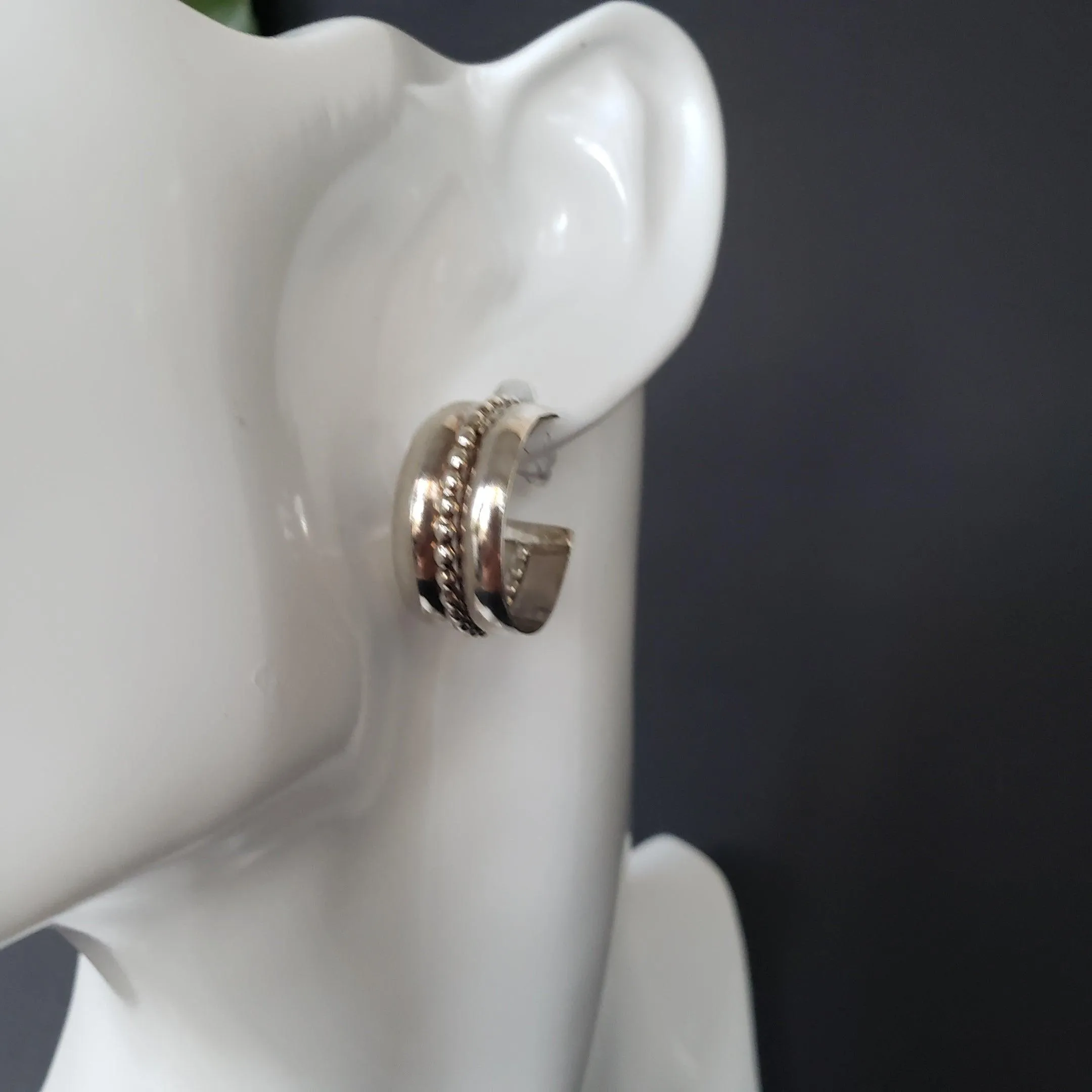 Sterling silver wide hoops