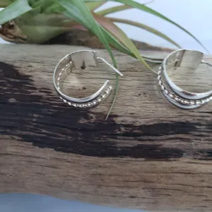 Sterling silver wide hoops
