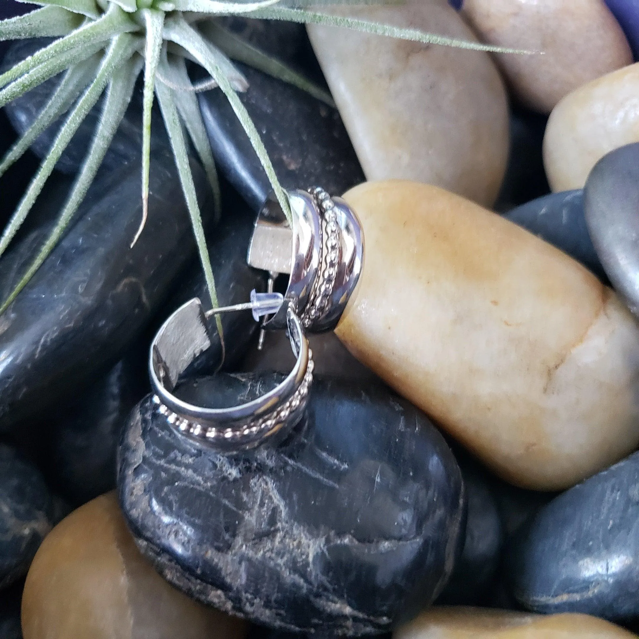 Sterling silver wide hoops