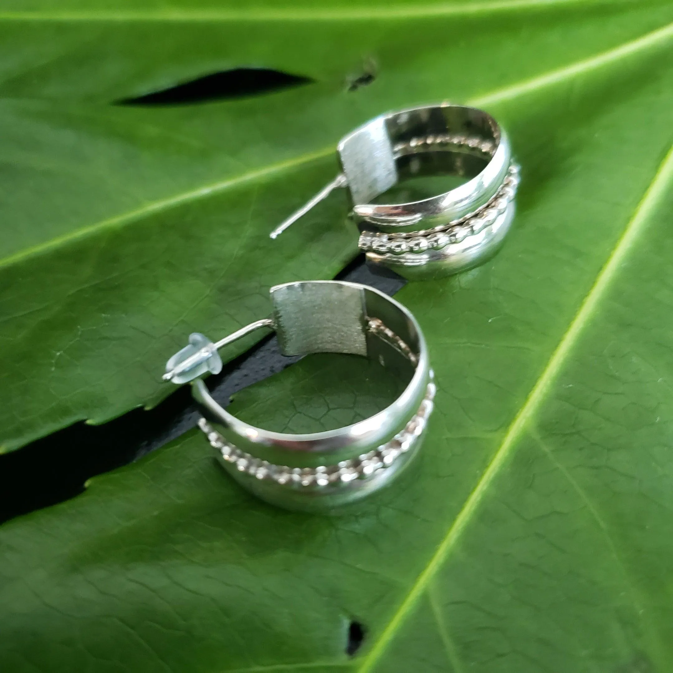 Sterling silver wide hoops