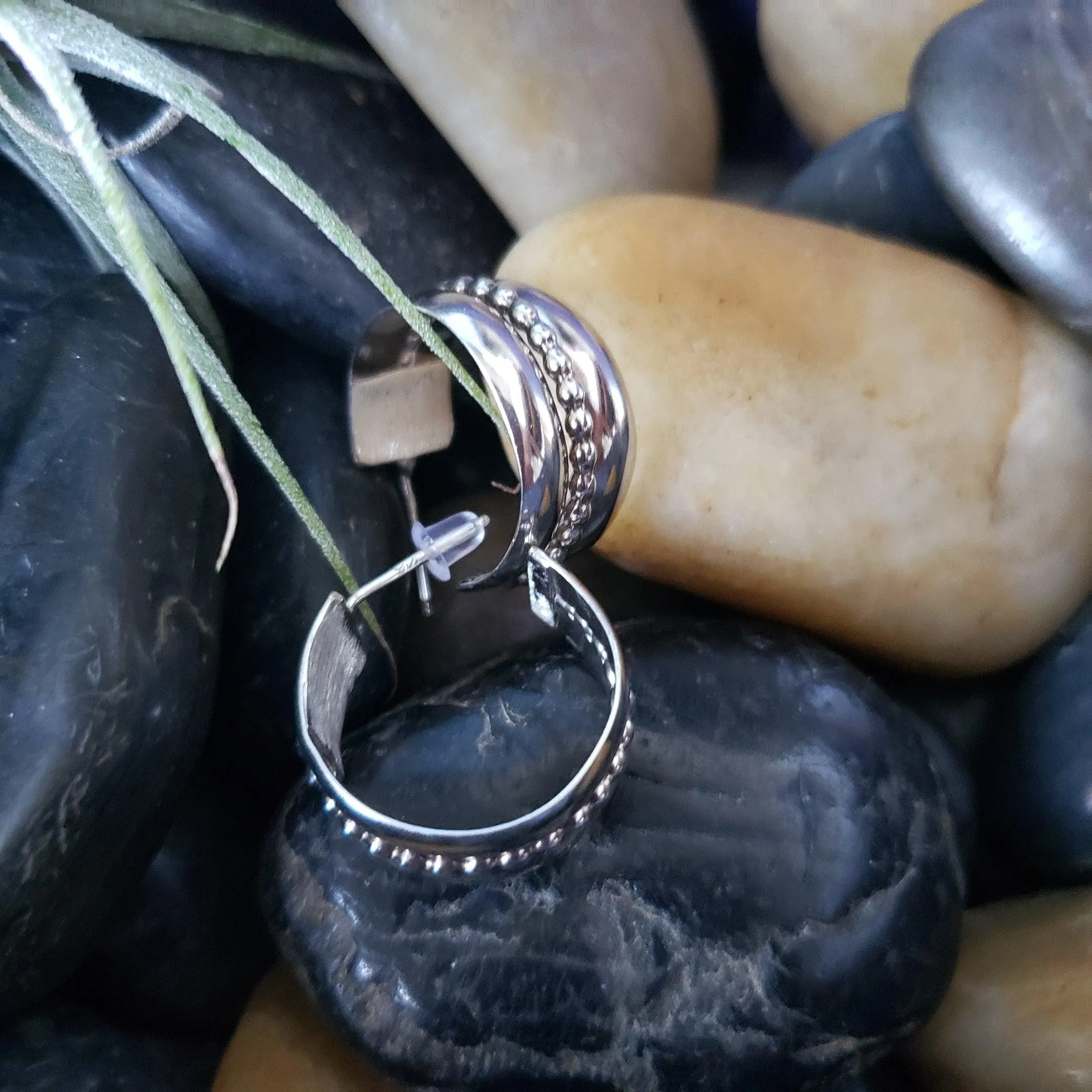 Sterling silver wide hoops