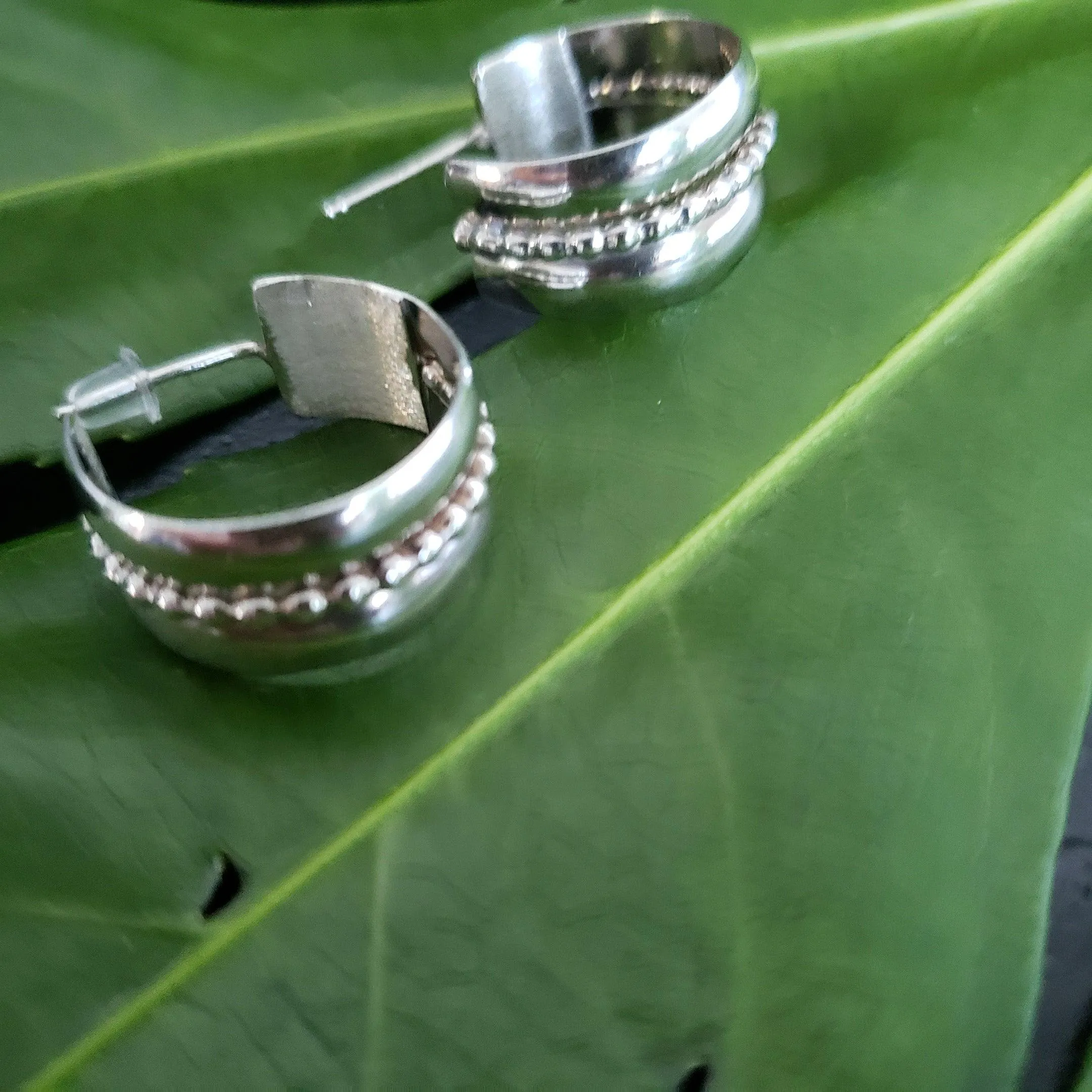 Sterling silver wide hoops