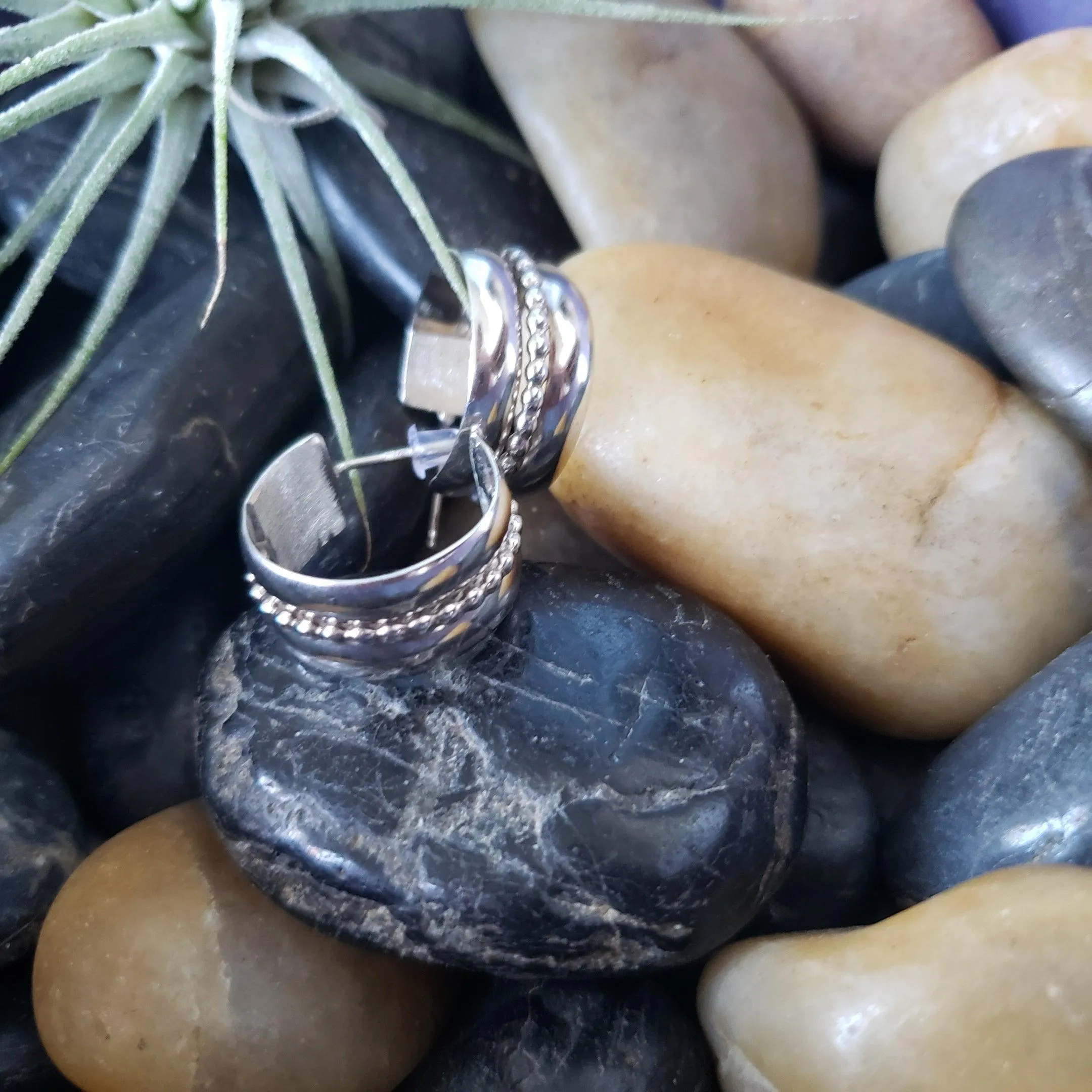 Sterling silver wide hoops