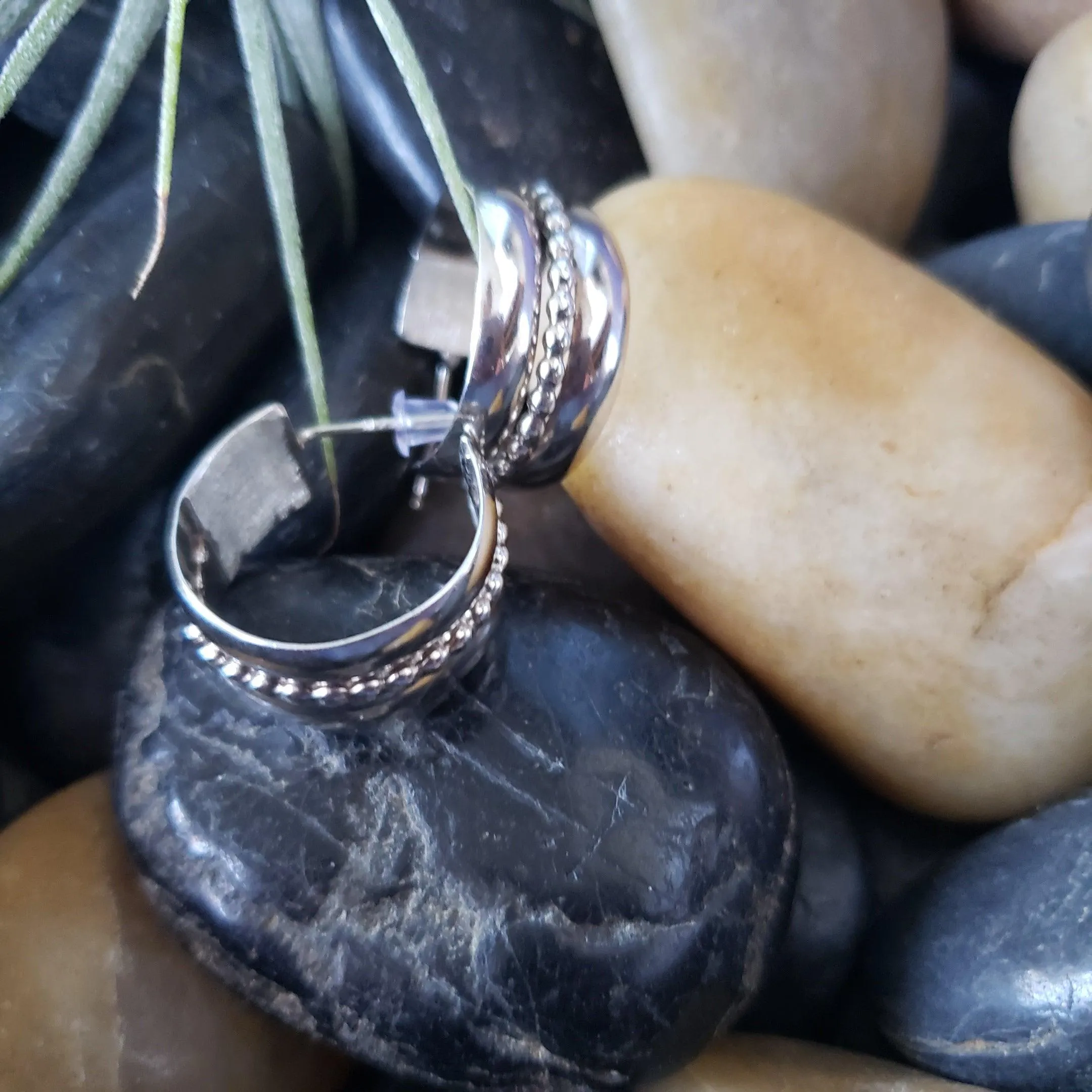 Sterling silver wide hoops