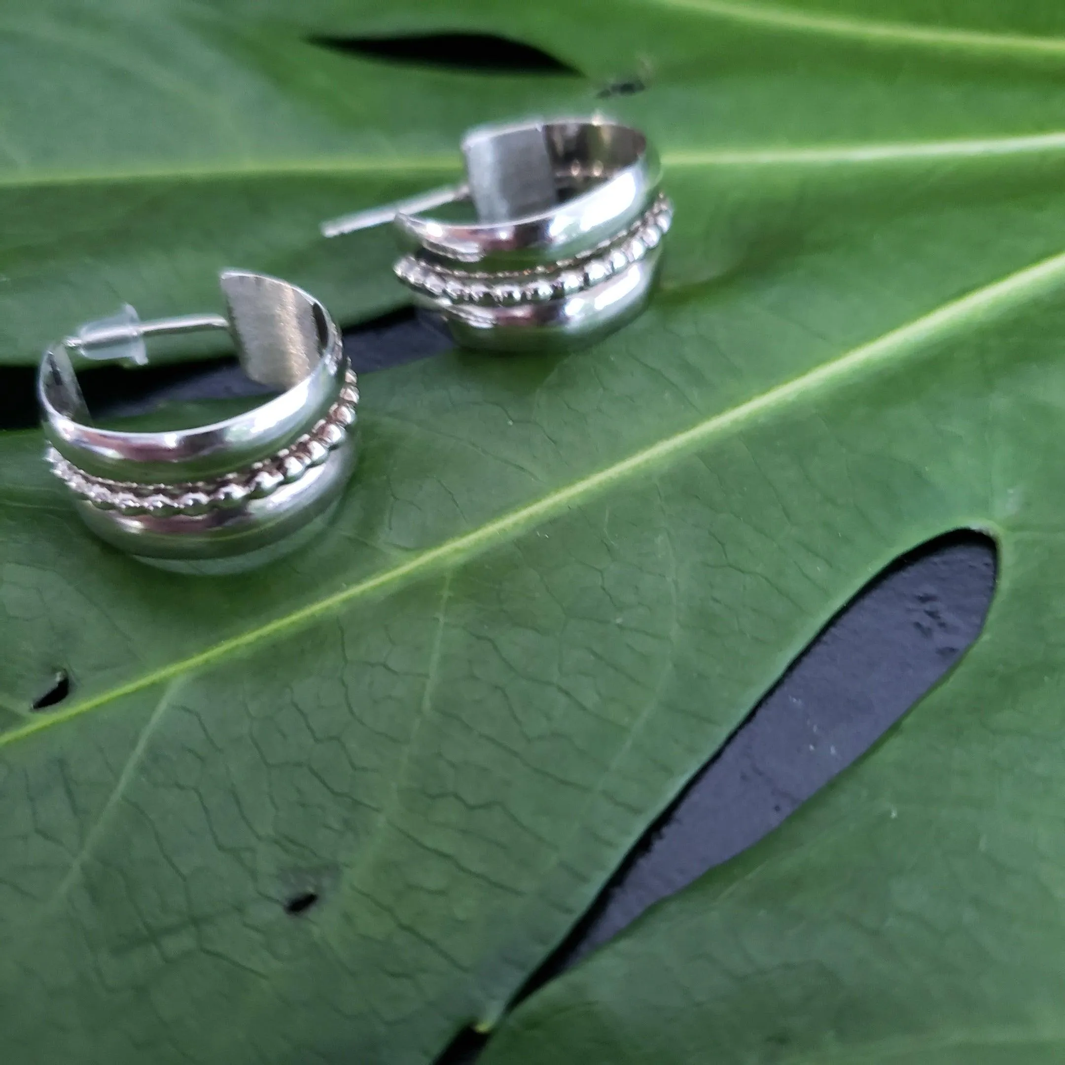 Sterling silver wide hoops