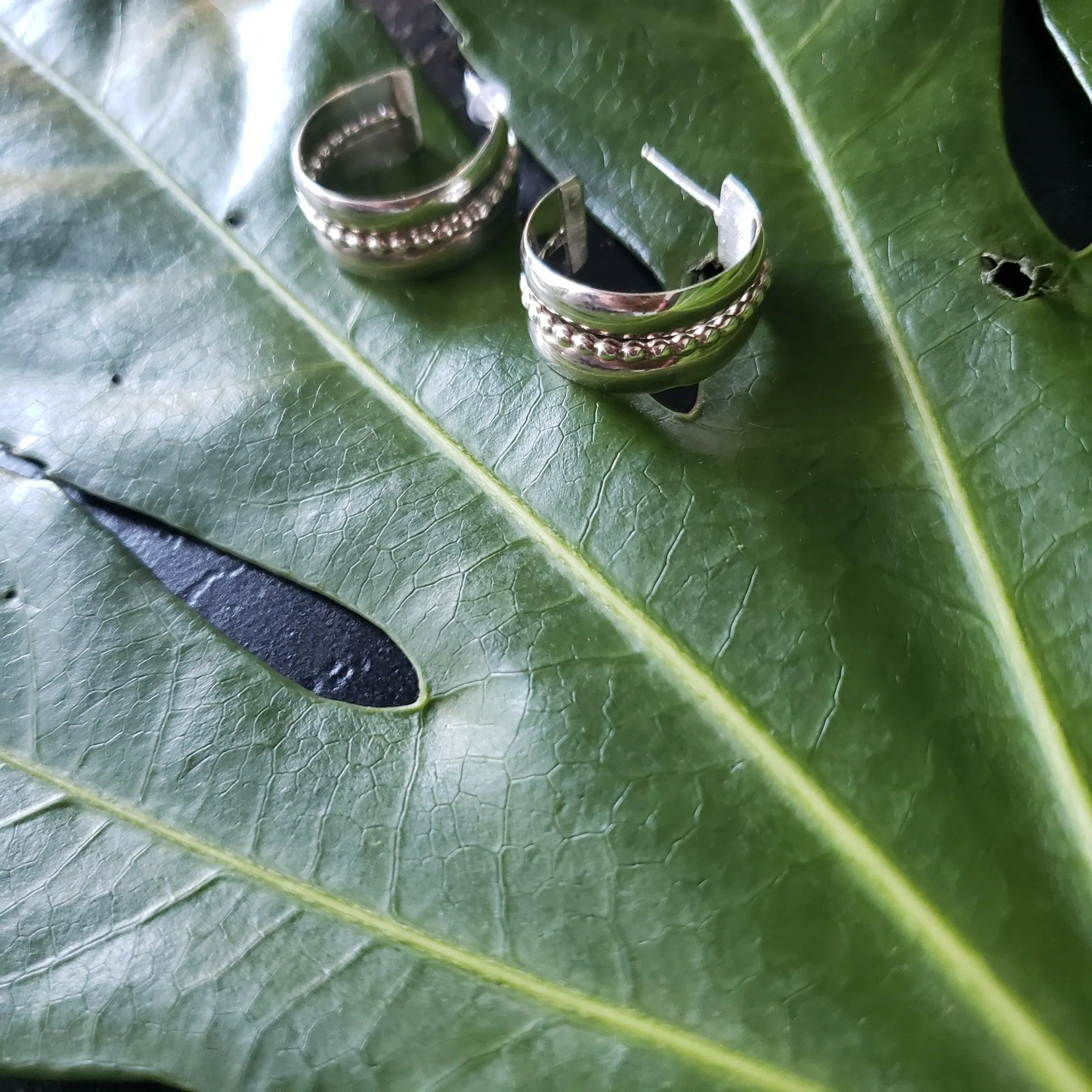Sterling silver wide hoops
