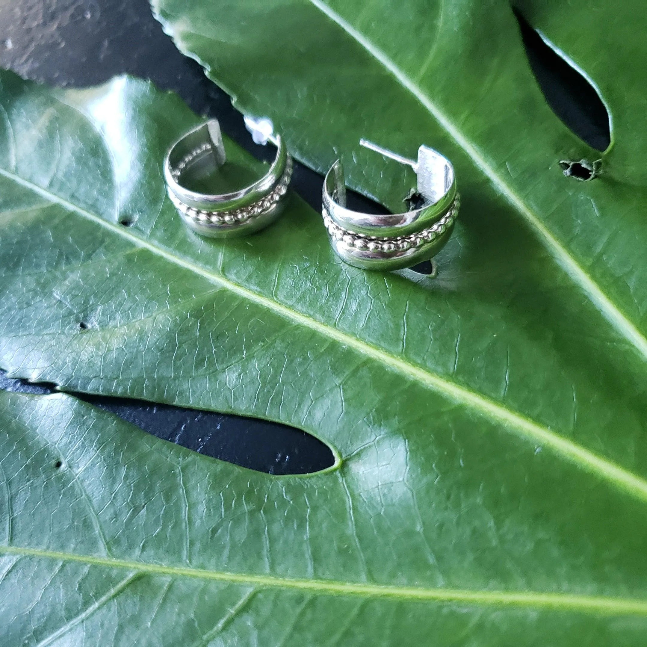 Sterling silver wide hoops