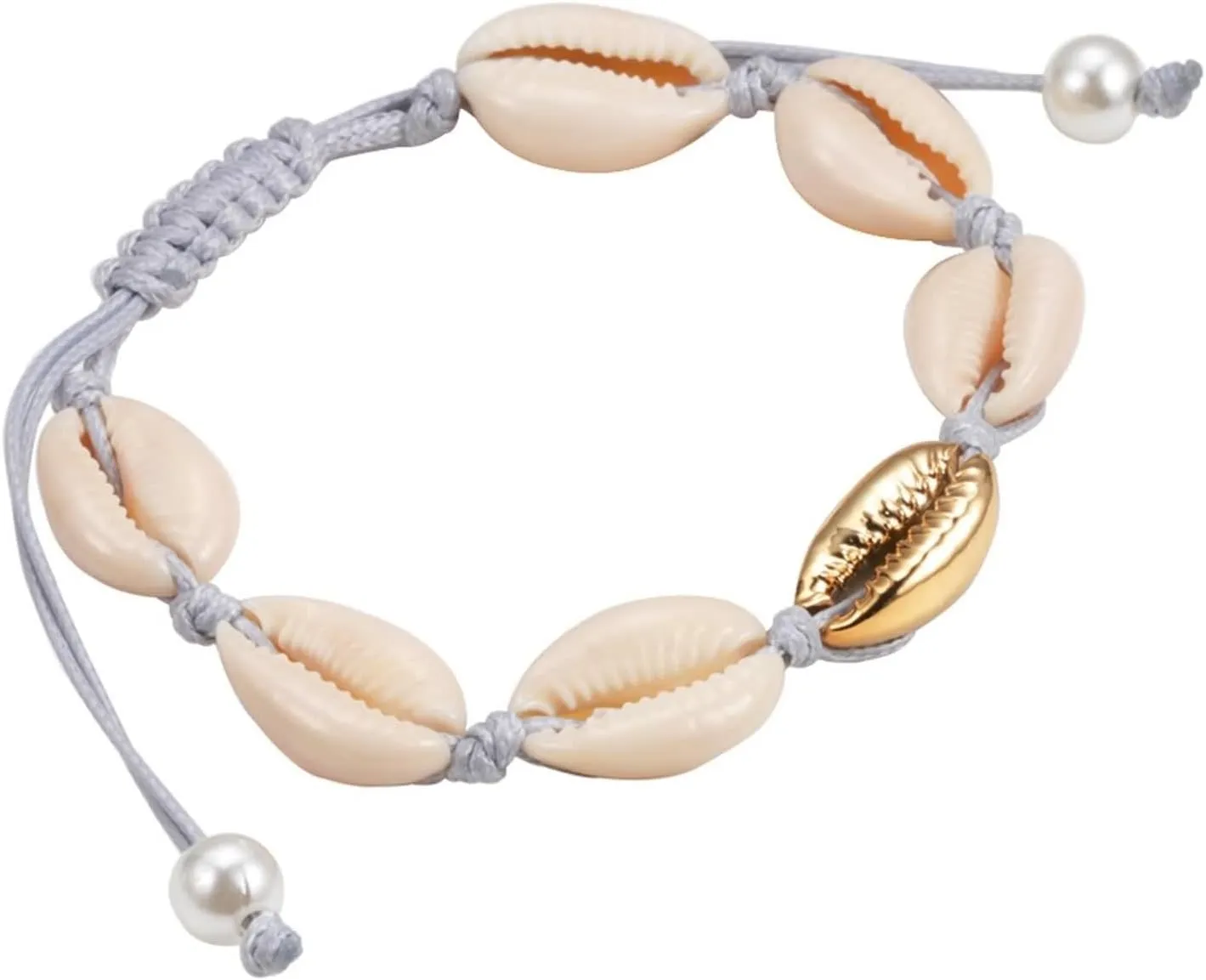 String Bracelet, Adjustable Bracelets for Men Beach Jewelry Cord Bracelets Shell Irregular Shape Jewelry for Women 1Pcs