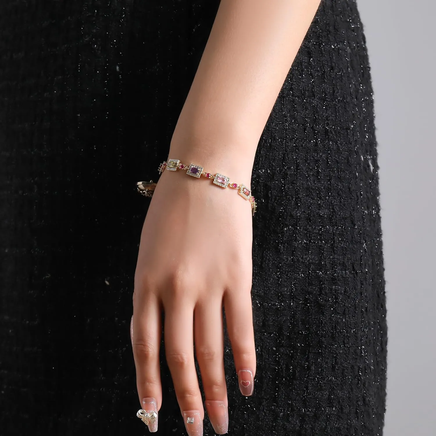 tennis bracelet gold bracelets for women womens cubic zirconia cz men aaa faux diamond anklet Birthstone small wrist Fashion Jewelry Gift set gold silver