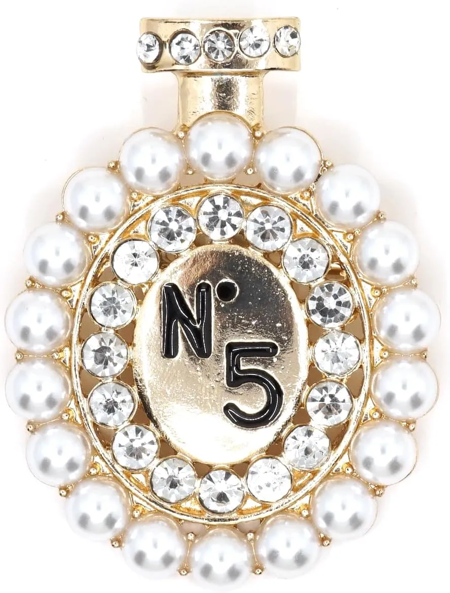 Teri's Boutique Pearl Enamel Coated Crystal PAve Perfume Bottle Shaped Women Fashion Jewelry Brooch Pins
