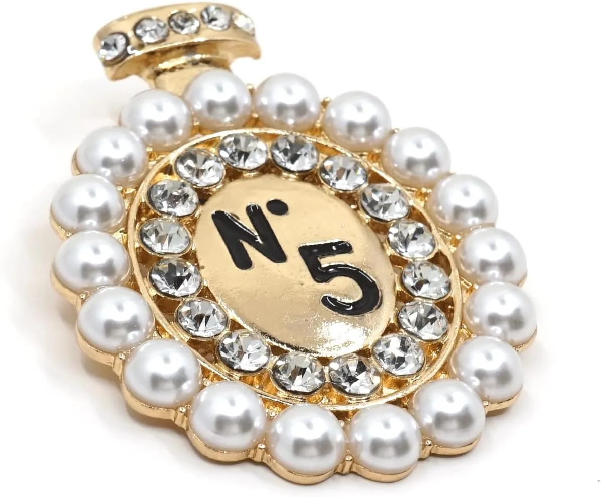 Teri's Boutique Pearl Enamel Coated Crystal PAve Perfume Bottle Shaped Women Fashion Jewelry Brooch Pins