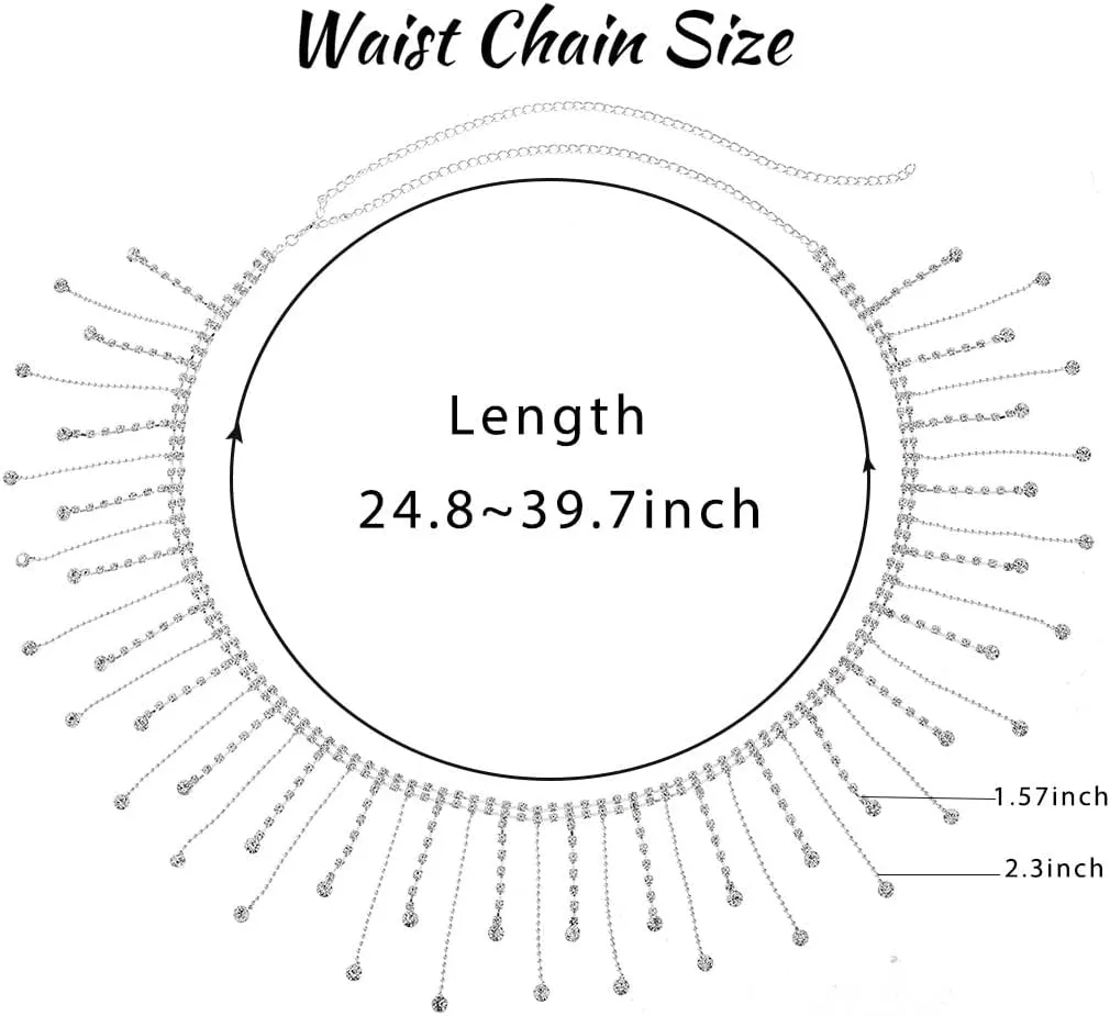 Tgirls Rhinestone Waist Chain Jewelry Sexy Silver Heart Belly Chains Layered Tassels Waist Body Chains Navel Button Ring Piercing Waist Chain Body Accessory for Women